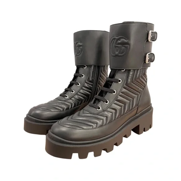Gucci Marmont Interlocking G Matelasse Leather Boots